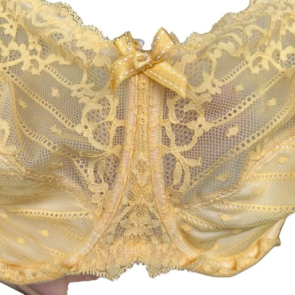 Chantelle Rive Gauche 3281 Lace Full Coverage Unlined Bra Plus 40DDDD (G) Yellow - Picture 5 of 14